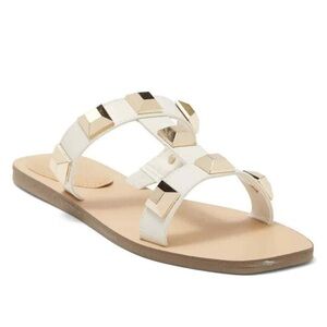 Marc Fisher White and Gold Studded Sandals